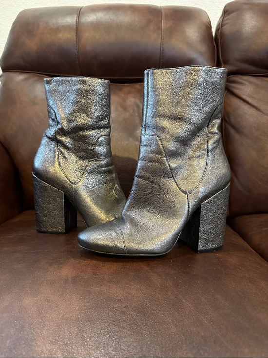 Kendall & Kylie Shoes - Womens Black Metallic Block Heel Ankle Boots